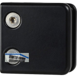 CROSO Glasklemmbeschlag f�r Vierkantrohr,eckig 53x53x29mm, schwarz matt RAL9005