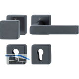 HOPPE Wechselgarnitur DALLAS auf Rosette eckig, Aluminium schwarz matt