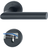 HOPPE Dr�ckergarnitur AMSTERDAM - auf Rosette BB, Edelstahl schwarz matt