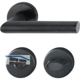 HOPPE Dr�ckergarnitur AMSTERDAM - auf Rosette WC, Edelstahl schwarz matt