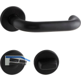 HOPPE Dr�ckergarnitur PARIS auf Rosette WC, 37 - 42 mm, Edelstahl schwarz matt