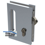 Glasschiebet�rschloss B94 mit Bogenriegel, PZ, Aluminium Edelstahl-Effekt