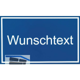 Leerschild inkl. zweizeiligem Text, Kunststoff blau/wei�