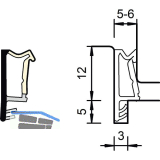Fl�gelfalz- und �berschlagdichtung SP6865, Kunststoff graphitgrau