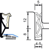 Fl�gelfalzdichtung SP 125, Kunststoff schwarz