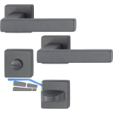 HOPPE Dr�ckergarnitur AUSTIN auf Rosette WC, TS 37-42 mm, Aluminium sandschwarz