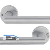 HOPPE Dr�ckerpaar AMSTERDAM MiniLock links, T�rst�rke 37-47 mm, Edelstahl matt