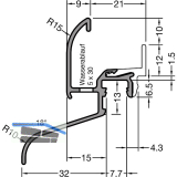 GUTMANN Regenschutzschiene Kocher L� 32 F-TXL, L=6000 mm, Alu silber eloxiert