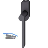 FSB Fenstergriff 34 1021 abschlie�bar ovale Rosette, rechts, Aluminium schwarz