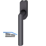 FSB Fenstergriff 34 1076 abschlie�bar ovale Rosette, Aluminium schwarz matt