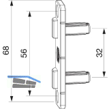 MACO Anpressverschluss verdeckt Rahmenteil Eurofalz 30 13V, mit Zapfen 6,8x17 mm