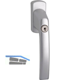 MACO Fenstergriff HARMONY - Sperrzylinder, VK 7x43 mm, Alu silber eloxiert