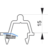 GU-934 HS Bodenschwellen-Laufschiene P2047, H=15mm, L=6700 mm, silber eloxiert
