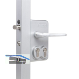 Gittertorschloss LDKZ4040 D1L, 2 PZW, f�r 40 mm Vierkantrohr, Alu silberf�rbig