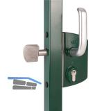 Schiebetorschloss LSKZ5050U2L, f�r 50 mm Vierkantrohr, Aluminium RAL 9005