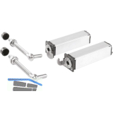 Torbandset mit Feder f�r Gartentore SWING40, f. Vierkantrohr, L�nge 130mm,silber