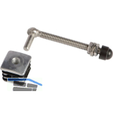 Torband f�r Gartentore, M12, L�nge 130 mm, f�r Vierkantrohr, Edelstahl