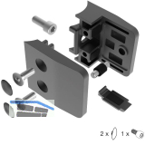 ECONOMY Glasklemmbeschlag f�r Rundrohr 42,4mm, eckig Edelstahl schwarz matt