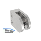 ECONOMY Glasklemmbeschlag f. Vierkantrohr, rund, Edelstahl V2A