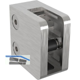 ECONOMY Glasklemmbeschlag f�r Vierkantrohr, eckig, Edelstahl geschliffen V2A