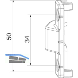 MACO Anpressverschluss verdeckt PVC Rahmenteil GEALAN 3000/7000/8000 silber