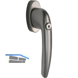 MACO Fenstergriff RHAPSODY - Sperrzylinder, Alu, titan eloxiert