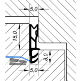 Fl�gelfalzdichtung EV 5250, Kunststoff wei�