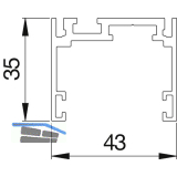 Deckelbasisrahmenprofil XL AL-Top-Frame-D-XL silber eloxiert