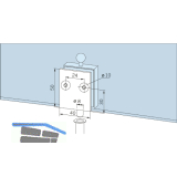 DORMA-Glas Feststellriegel 12.312 mit Bodenbuchse f�r 8 mm Glas, silber eloxiert