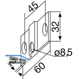 Befestigungslaschen zu DORMA-Glas PT30, Aluminium silber eloxiert
