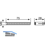 DORMA-Glas Gewindestift f�r PT 30, M 8 mit D�bel, Stahl verzinkt (03.134)