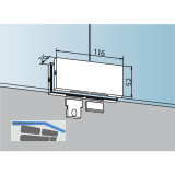 DORMA-Glas Oberlichtverbindung PT 70 m. 2 Anschlageins�tze, silber eloxiert
