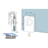DORMA-Glas Eckschloss SG-15, mit Rosetten PZ, 10 mm, (05.118) silber eloxiert