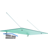 Glasvordachset komplett AL-Sky Light mit Glas 1300 x 1000 mm, Edelstahl