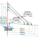 Glasvordachachsen GLVS I, Glastiefe 1100 mm, Edelstahl