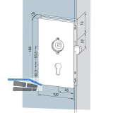 DORMA-Glas Schiebet�rschloss 05.200, silber eloxiert