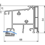 T�rschwelle BTS 68, 68 x 54 mm, 6 m, silber eloxiert/Einlage Kunststoff schwarz