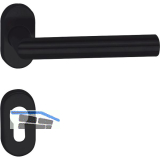 Dr�ckergarnitur RIGA - auf ovaler Rosette PZ, Edelstahl schwarz matt