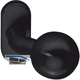 T�rknopf drehbar auf Rosette oval, Edelstahl schwarz