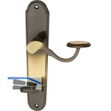 MARCHESI FH Dr�ckergarnitur POSTHORN - auf Schild WC 90, Messing patiniert