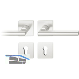 FSB Dr�ckergarnitur 12 1035 ASL auf Rosette eckig PZ, Edelstahl matt