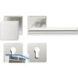 FSB Wechselgarnitur 12 1076 ASL auf Rosette eckig PZ, Knopf fest,silber eloxiert