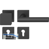 FSB Wechselgarnitur 12 1076 ASL auf Rosette eckig PZ, Knopf fest, schwarz matt