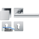 FSB Wechselgarnitur 12 1076 ASL auf Rosette eckig PZ, Knopf fest, Edelstahl matt