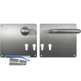 Wechselgarnitur GEOS - f�r M�llraumt�ren auf Breitschild links, Edelstahl matt