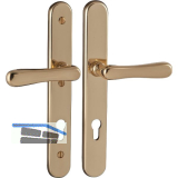 Sicherheits-Dr�ckergarnitur ELEGANT/22 auf Schild PZ88, Messing poliert