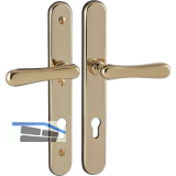 Sicherheits-Dr�ckergarnitur ELEGANT/22 auf Schild PZ88, Messing poliert PVD