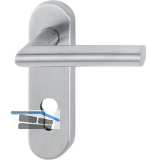 Feuerschutz Dr�ckergarnitur AMSTERDAM auf Kurzschild PZ, Edelstahl matt