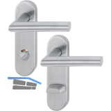 Objekt Dr�ckergarnitur AMSTERDAM auf Kurzschild WC, Edelstahl matt