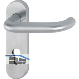 Feuerschutz Dr�ckergarnitur PARIS auf Kurzschild PZ, Edelstahl matt